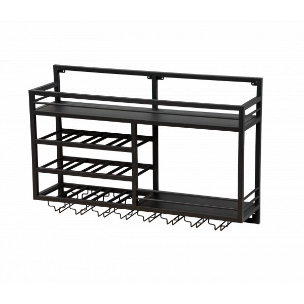 V�ggh�ngd vinhylla | Vin & glasf�rvaring | Tom v�nster | 99 � 25 � 65 cm | Obsidian