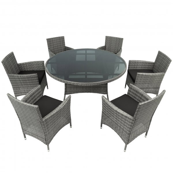 Rund matgrupp utemöbler | 6 stolar | Grå | Lyfco Tylösand Rund matgrupp utemöbler | 6 stolar | Grå | Lyfco Tylösand