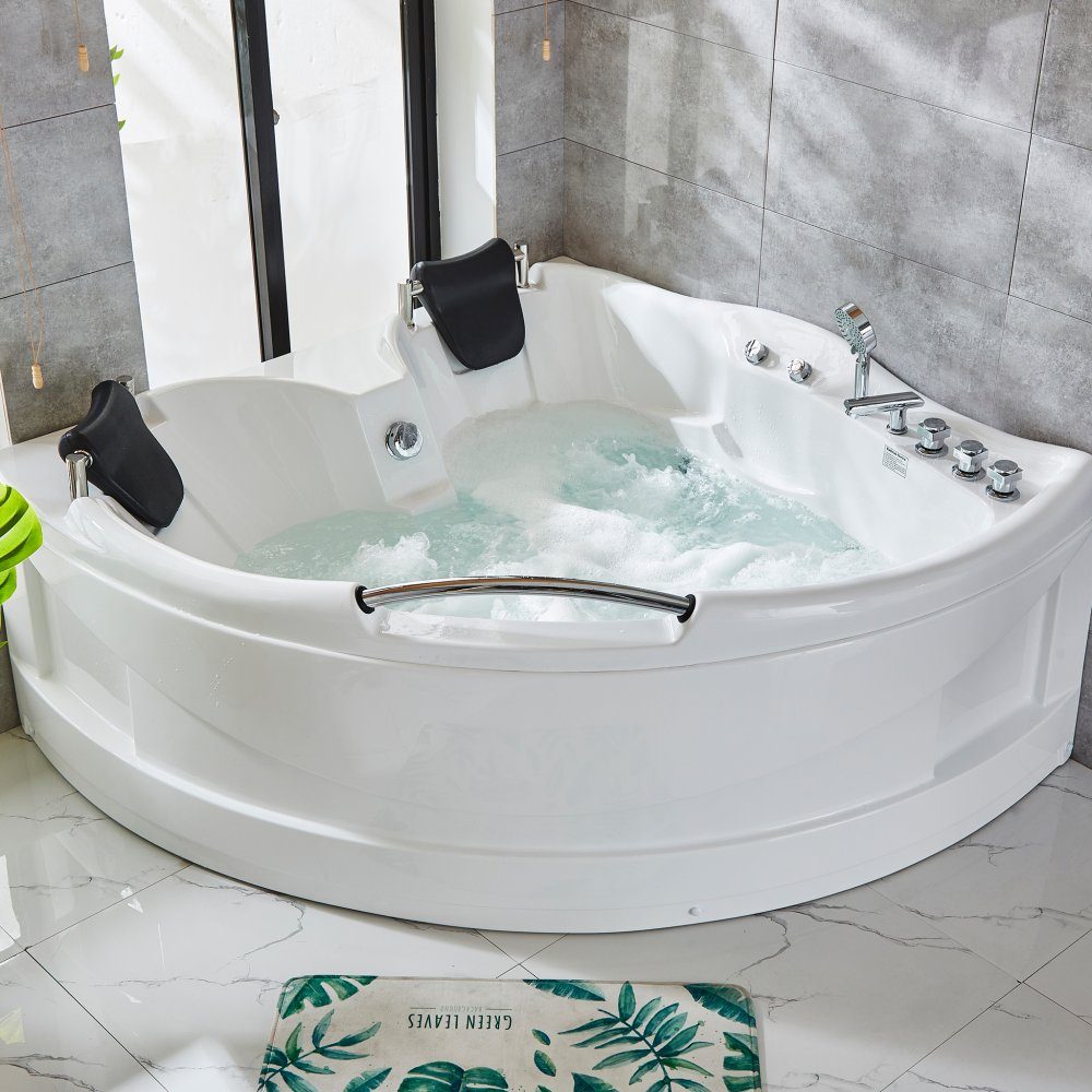 Bubbelbadkar f&ouml;r 2 personer 150x150cm | H&ouml;gkvalitetsakryl | BK-005 | Bubbelbadkar f&ouml;r tv&aring;, f&ouml;r h&ouml;rnplacering