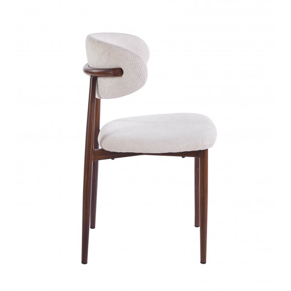 Matstol i beige tyg med valn�tsf�rgad stomme, 4-pack | Ingrid
