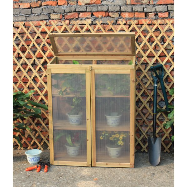 Miniv�xthus i tr� 69�49�120 cm | Balkong & tr�dg�rd | Ljusgr�nt