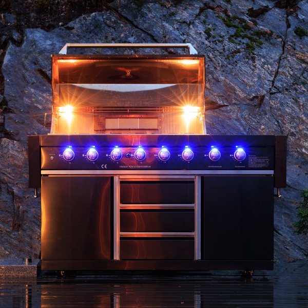 Rostfri gasolgrill/utekk | Varmluftsfunktion | New Orleans Blackline