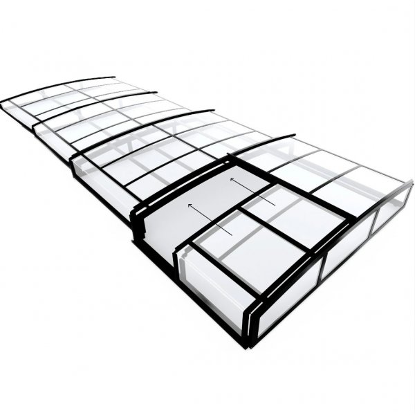 Pooltak 4x8m | Utan skenor | UV-skydd | Flexibel dörr Pooltak 4x8m | Utan skenor | UV-skydd | Flexibel dörr