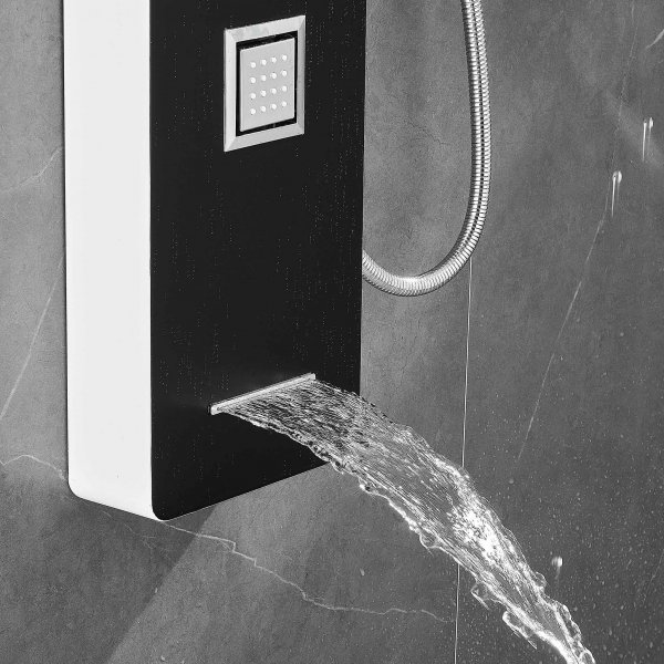 Duschpanel i svartvitt rostfritt stål | Stella Duschpanel i svartvitt rostfritt stål | Stella