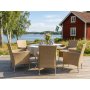Matgrupp Tyl�sand Natur � 6 platser | Runt bord �135 cm & 6 stolar med dynor