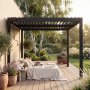 1 Pergola 3x3 m med lamelltak | Grå stålpergola för uteplats