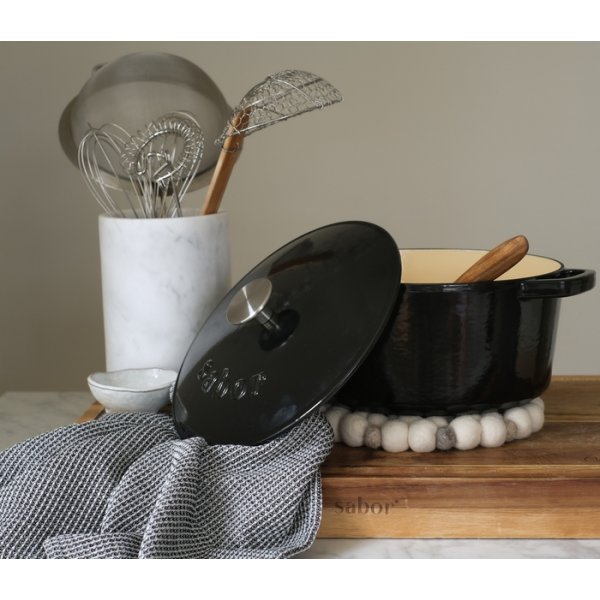 Sabor gjutjrnsgryta 4,4 L | Kvalitetsgryta fr alla hllar och ugn upp till 260C | Svart