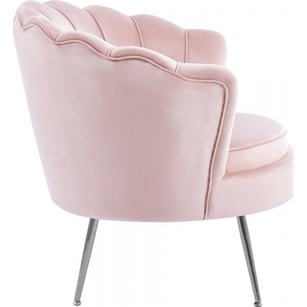 F�t�lj i rosa sammet med kromade ben och v�gformat ryggst�d | Kingsley
