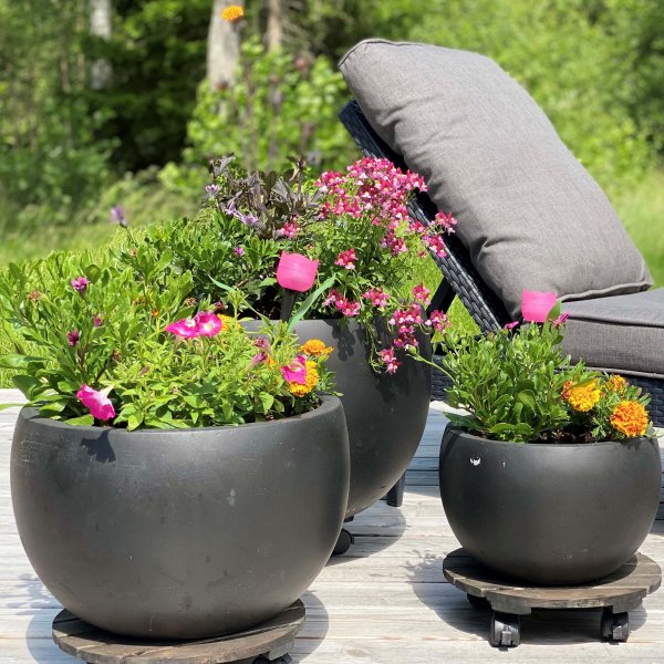 Fiberarmerade utekrukor | 3-pack | Granitsvart