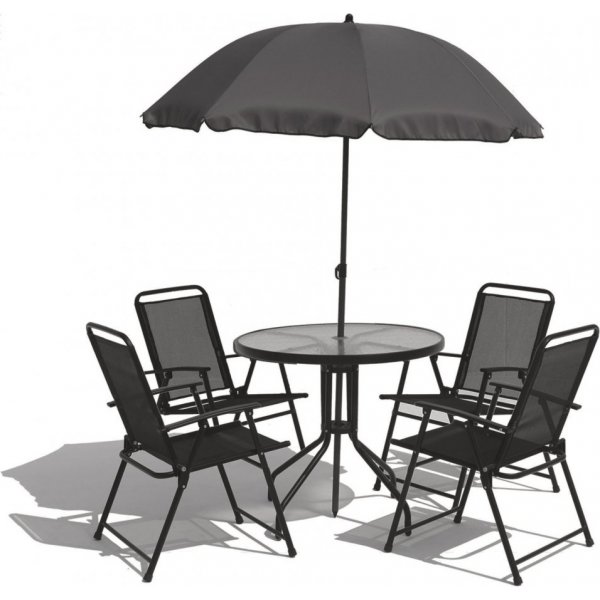 Utegrupp med bord, 4 stolar och parasoll | V�xsj�