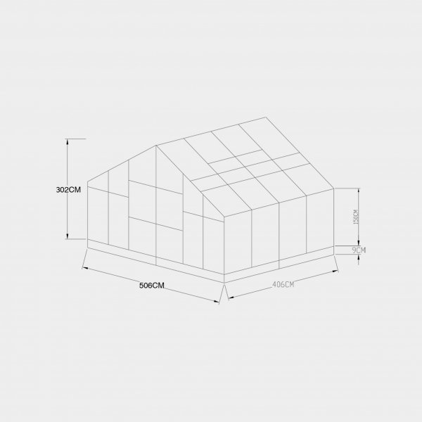 Extra brett premium glasväxthus 21m² | Stormgaranti och säkerhetsglas Extra brett premium glasväxthus 21m² | Stormgaranti och säkerhetsglas