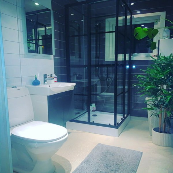 Duschkabin i rak industriell design - 6 mm skerhetsglas